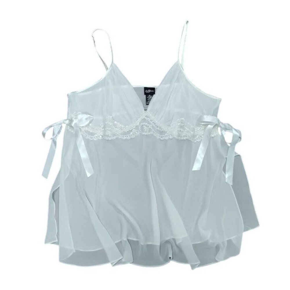 Secret Treasures 2X Babydoll Sheer Twee Cutsie Whimsy White Lace Empire Top